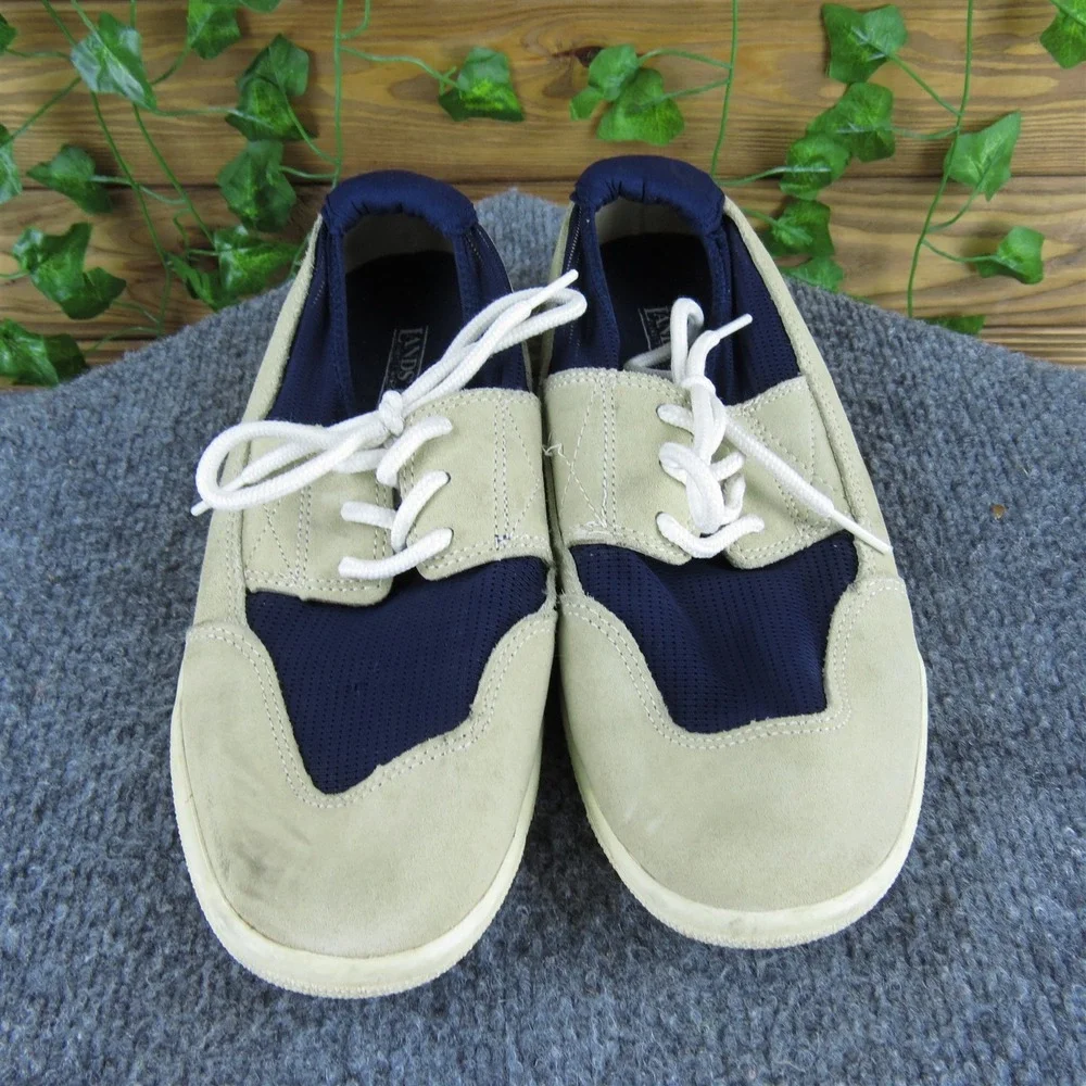 Lands' End Women Perf Boat Shoe Beige Leather Sz 8.5 Medium ‎ Used 2025
